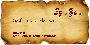 Szűcs Zsóka névjegykártya